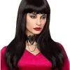 Spirit Halloween Long Black Wig With Bangs -Spooky Costume Store 00531681 a