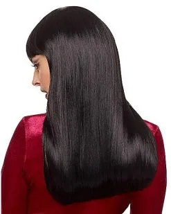 Spirit Halloween Long Black Wig With Bangs 5 Spirit Halloween Long Black Wig With Bangs -Spooky Costume Store 00531681 b