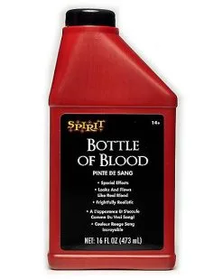 Spirit Halloween Bottle Of Blood - 16 Oz. -Spooky Costume Store 00576488 a