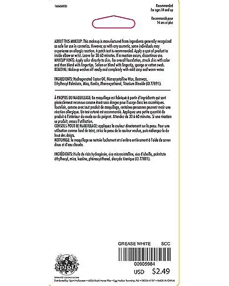 Spirit Halloween White Grease Makeup 4 Spirit Halloween White Grease Makeup - Image 2