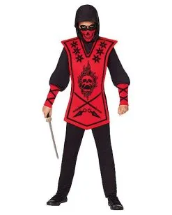 Spirit Halloween Kids Red Skull Ninja Costume