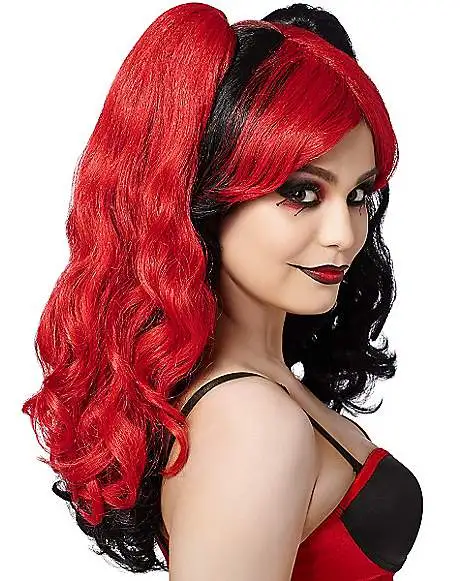 Spirit Halloween Red And Black Jester Wig 4 Spirit Halloween Red And Black Jester Wig - Image 2