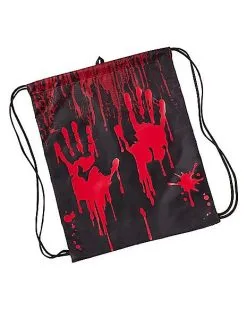 Spirit Halloween Black Blood Drip Cinch Bag
