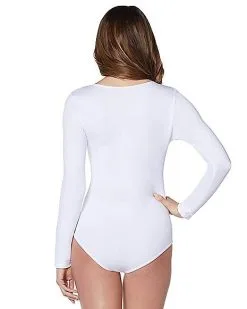 Spirit Halloween Long Sleeve White Bodysuit -Spooky Costume Store 01263854 b