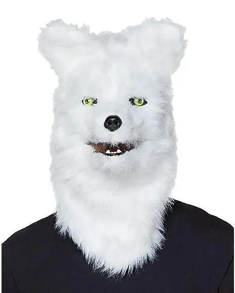 Spirit Halloween Moving Mouth White Wolf Full Mask 3 Spirit Halloween Moving Mouth White Wolf Full Mask