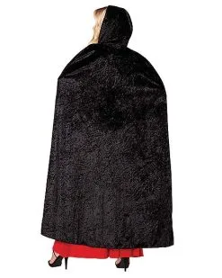 Spirit Halloween Black Velvet Hooded Womens Cape -Spooky Costume Store 01279561 b