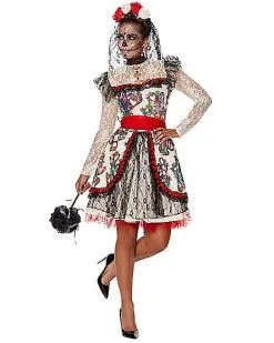 Spirit Halloween Adult Sugar Skull Bride Costume -Spooky Costume Store 01346576 c