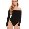 Spirit Halloween Off The Shoulder Black Bodysuit -Spooky Costume Store 01350073 a