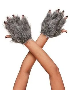 Spirit Halloween Faux Fur Wolf Gloves