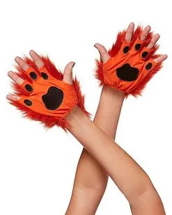Spirit Halloween Faux Fur Fox Gloves -Spooky Costume Store 01352319 b