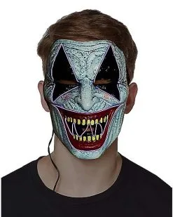 Spirit Halloween Laughing EL Wire Riot Clown Half Mask -Spooky Costume Store 01359504 c