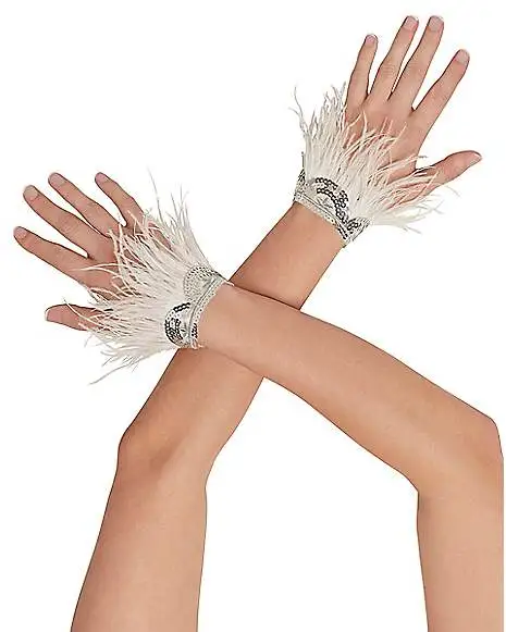 Spirit Halloween White Faux Feather Angel Gloves 3 Spirit Halloween White Faux Feather Angel Gloves