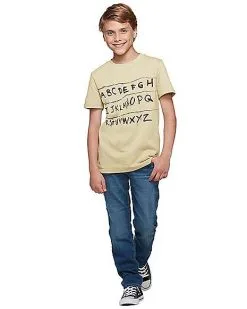 Spirit Halloween Kids Stranger Things Alphabet Wall T Shirt - Stranger Things -Spooky Costume Store 01381797 e