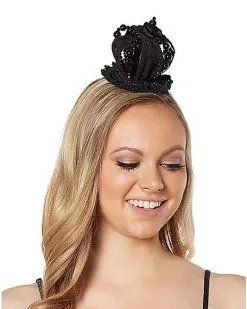 Spirit Halloween Black Queen Crown Fascinator -Spooky Costume Store 01389535 b