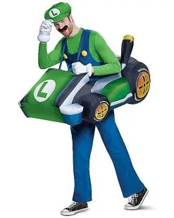 Spirit Halloween Adult Luigi Kart Inflatable Costume - Mario Kart -Spooky Costume Store 01394071 c