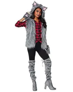 Spirit Halloween Adult Faux Fur Wolf Vest 8 Spirit Halloween Adult Faux Fur Wolf Vest -Spooky Costume Store 01401173 c