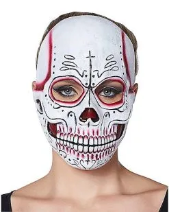 Spirit Halloween Red Sugar Skull Half Mask