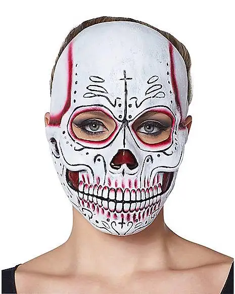 Spirit Halloween Red Sugar Skull Half Mask 3 Spirit Halloween Red Sugar Skull Half Mask