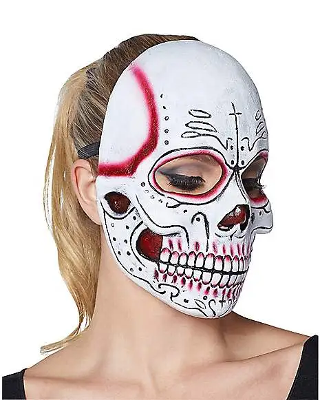 Spirit Halloween Red Sugar Skull Half Mask 4 Spirit Halloween Red Sugar Skull Half Mask - Image 2
