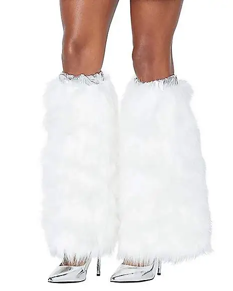 Spirit Halloween White Faux Fur Leg Warmers 4 Spirit Halloween White Faux Fur Leg Warmers - Image 2