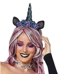 Spirit Halloween Dark Unicorn Flower Headband