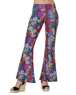 Spirit Halloween Adult Flower Bell Bottom Pants