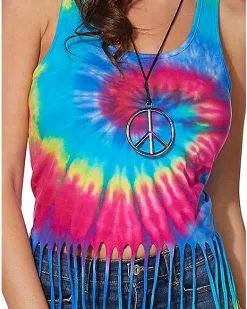 Spirit Halloween Tie Dye Fringe Tank Top -Spooky Costume Store 01425651 d