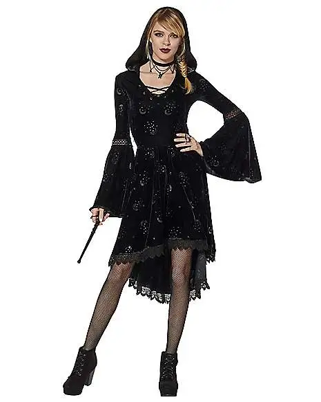 Spirit Halloween Celestial Coven Hooded Velvet Dress 3 Spirit Halloween Celestial Coven Hooded Velvet Dress