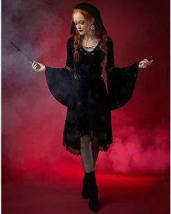 Spirit Halloween Celestial Coven Hooded Velvet Dress 9 Spirit Halloween Celestial Coven Hooded Velvet Dress -Spooky Costume Store 01428283 c