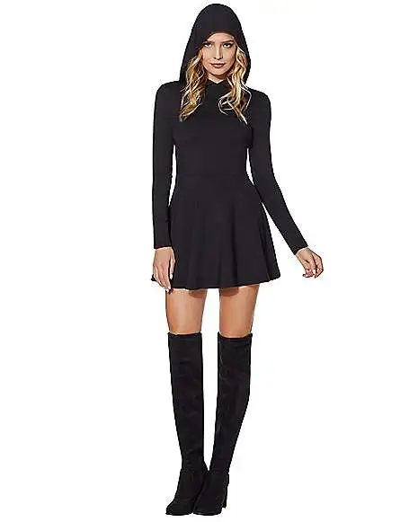 Spirit Halloween Black Hooded Dress 3 Spirit Halloween Black Hooded Dress