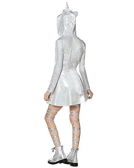 Spirit Halloween Hooded Faux Fur Iridescent Unicorn Dress 4 Spirit Halloween Hooded Faux Fur Iridescent Unicorn Dress - Image 2