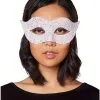Spirit Halloween White Glitter Eye Half Mask -Spooky Costume Store 01450915 a