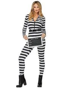 Spirit Halloween Adult Jailbird Catsuit Costume