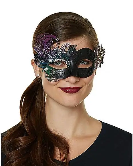 Spirit Halloween Oil Slick Peacock Eye Half Mask 3 Spirit Halloween Oil Slick Peacock Eye Half Mask