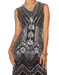 Spirit Halloween Adult Black Beaded Flapper Dress 9 Spirit Halloween Adult Black Beaded Flapper Dress -Spooky Costume Store 01470350 d