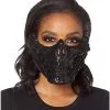 Spirit Halloween Black Skeleton Sequin Half Mask -Spooky Costume Store 01473255 a