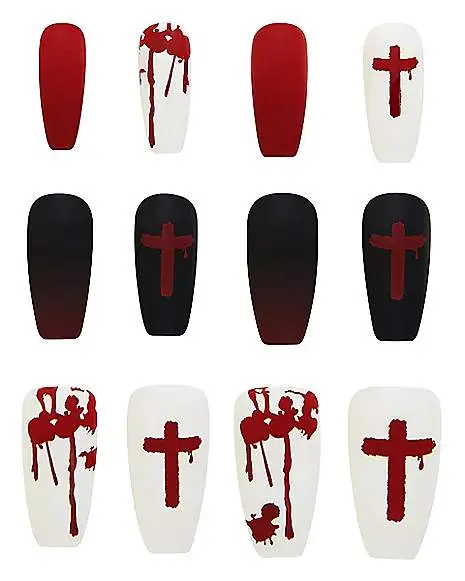 Spirit Halloween Bloody Cross Press On Nails 3 Spirit Halloween Bloody Cross Press On Nails
