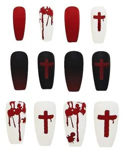 Spirit Halloween Bloody Cross Press On Nails 7 Spirit Halloween Bloody Cross Press On Nails -Spooky Costume Store 01474204 b