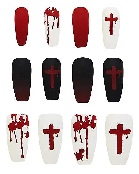 Spirit Halloween Bloody Cross Press On Nails 4 Spirit Halloween Bloody Cross Press On Nails - Image 2