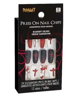 Spirit Halloween Bloody Cross Press On Nails 8 Spirit Halloween Bloody Cross Press On Nails -Spooky Costume Store 01474204 c