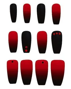 Spirit Halloween Red And Black Press On Nails -Spooky Costume Store 01474220 b