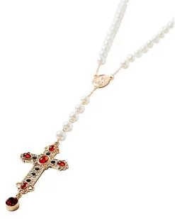 Spirit Halloween Day Of The Dead Rosary Cross Necklace -Spooky Costume Store 01474832 c