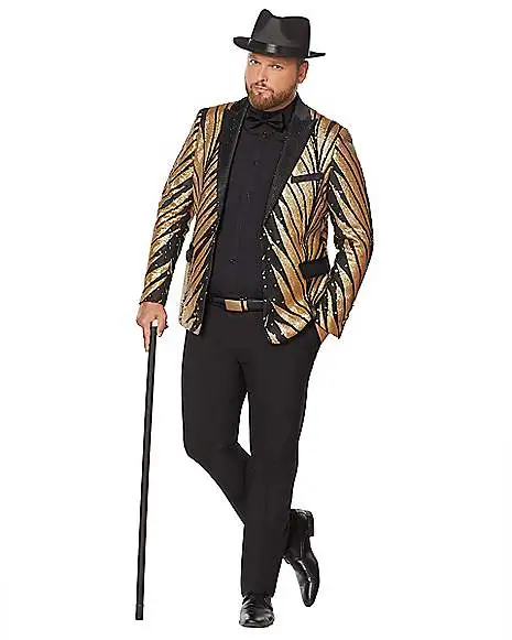 Spirit Halloween Adult '20s Gold And Black Plus Size Jacket 3 Spirit Halloween Adult '20s Gold And Black Plus Size Jacket