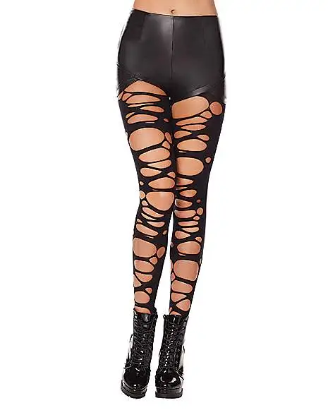 Spirit Halloween Black Punk Tattered Tights 3 Spirit Halloween Black Punk Tattered Tights