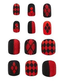 Spirit Halloween Kids Harley Quinn Press On Nails - DC Comics -Spooky Costume Store 01497734 b