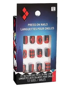 Spirit Halloween Kids Harley Quinn Press On Nails - DC Comics -Spooky Costume Store 01497734 c