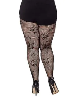 Spirit Halloween Witch Pentagram Fishnet Tights -Spooky Costume Store 01502681 b
