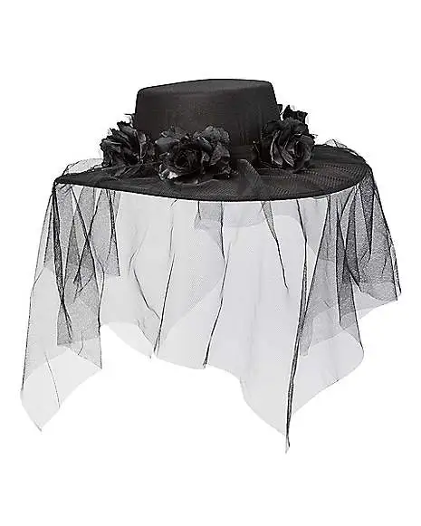 Spirit Halloween Black Veiled Day Of The Dead Flower Hat 3 Spirit Halloween Black Veiled Day Of The Dead Flower Hat