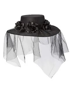 Spirit Halloween Black Veiled Day Of The Dead Flower Hat 7 Spirit Halloween Black Veiled Day Of The Dead Flower Hat -Spooky Costume Store 01507011 c