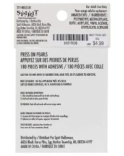 Spirit Halloween White Press On Pearls -Spooky Costume Store 01517036 c